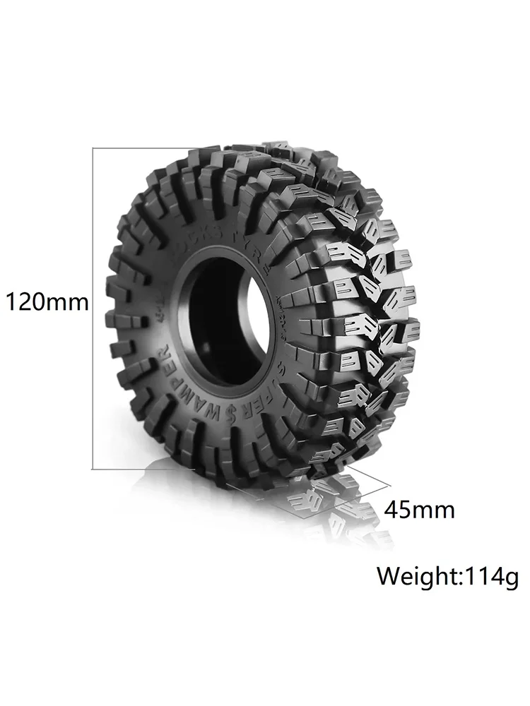 LMX RC 4pcs 120mm 1.9 Rubber Tire Wheel Tyre for 1/10 RC Crawler Car Traxxas TRX4 RC4WD D90 Axial SCX10 90046 II III Redcat