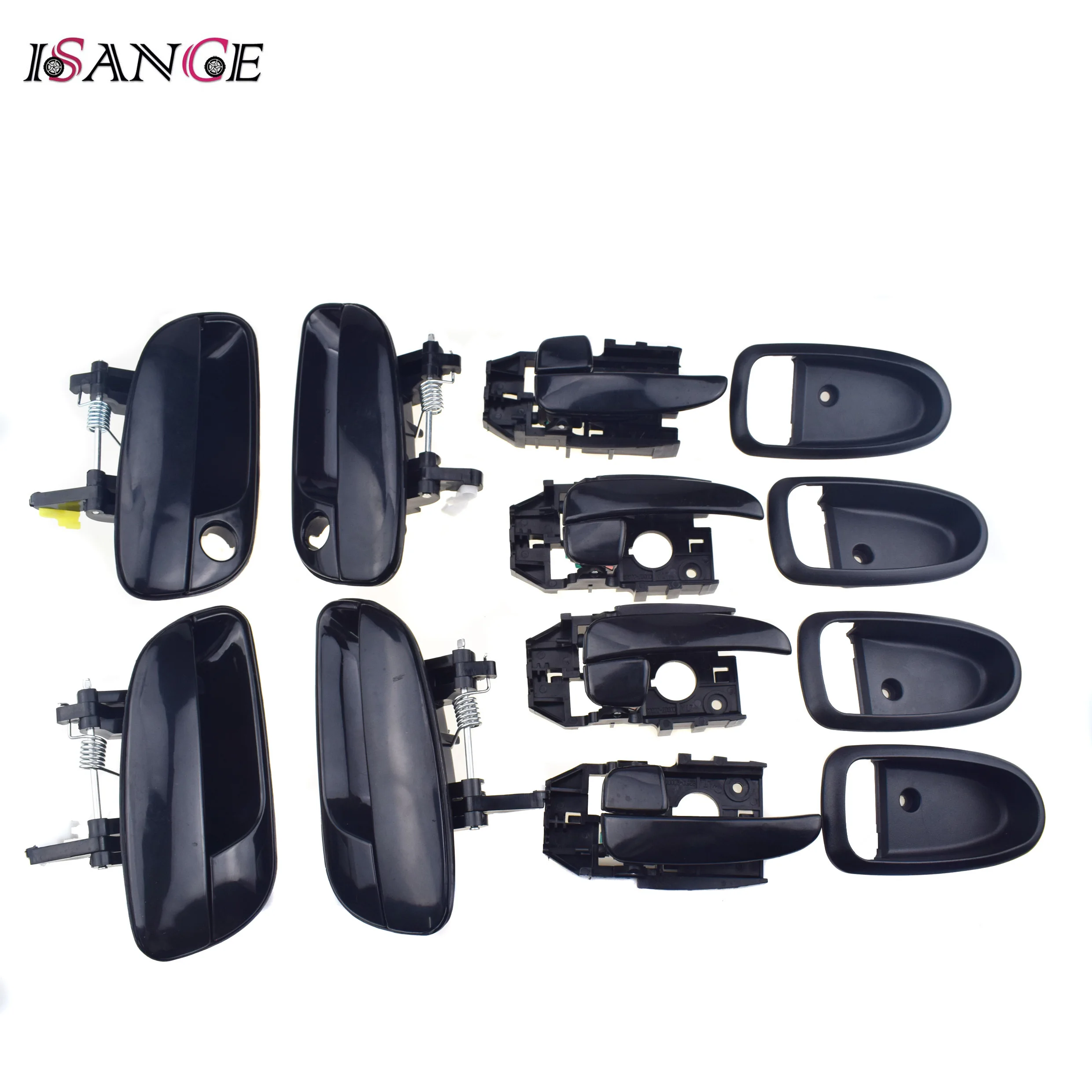 For Hyundai Elantra 2.0L 2001-2006 Black Exterior Door Handle & Interior Handle Lever & Frame Bezel Trim Front Rear Left Right