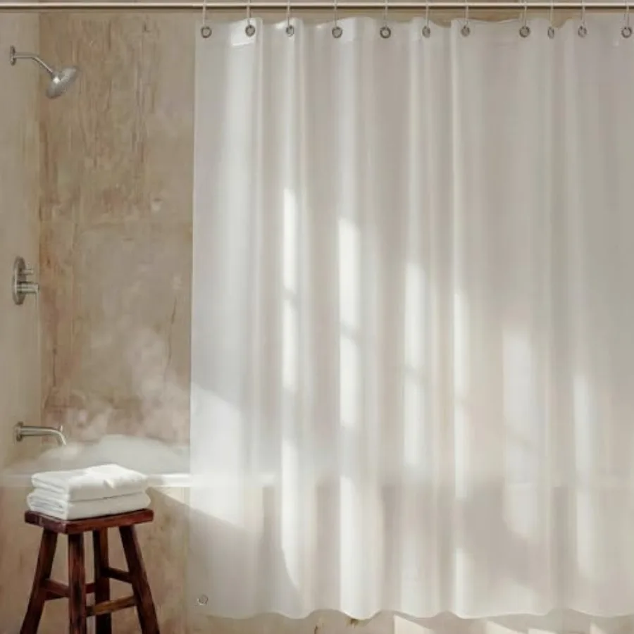 

Premium Frosted EVA Shower Curtain Liner 72" x 72" 6ft x 6ft Extra Heavy-Duty 12 Gauge Rustproof Grommets (12 + 2 Corner) Stain