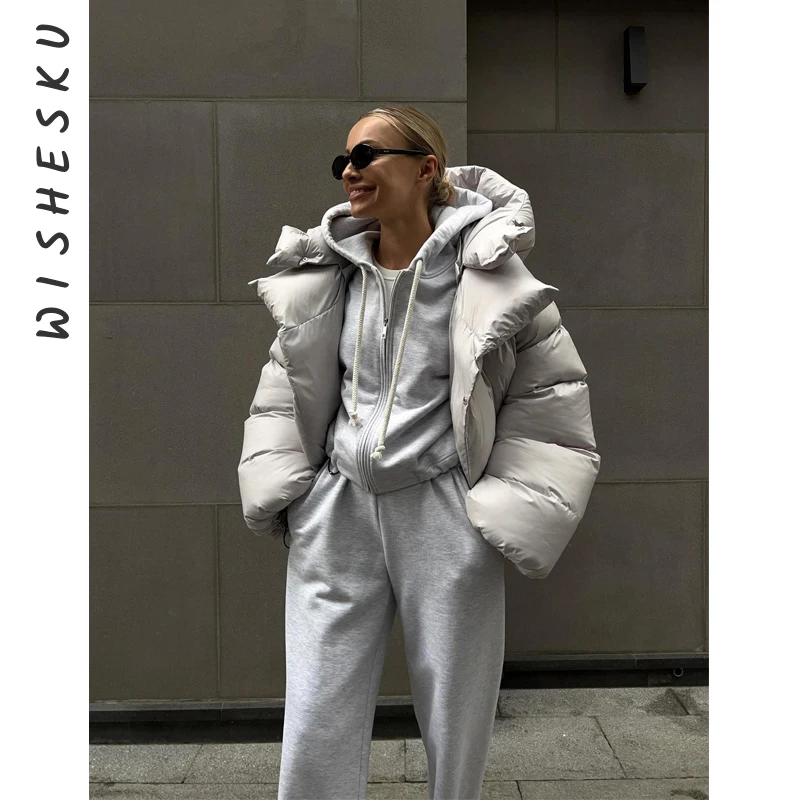 

Fashion Warm Cotton Puffer Jackets Women's Loose Parkas Coat Vintage Bread Jacket Outwear Office Ladies Quilted Clothing