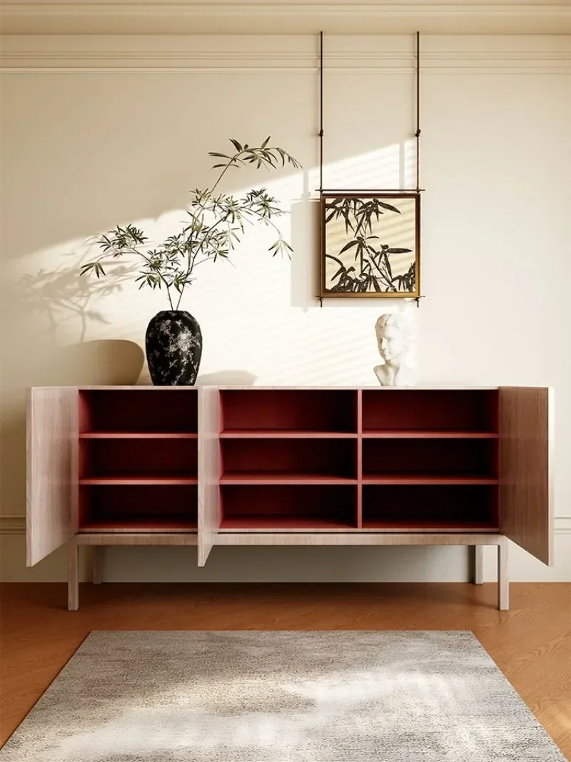 porch cabinet Solid wood wabi-sabi wind dining side cabinet Locker Modern simple living room partition decorative cabinet