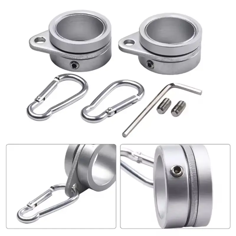 ABRU-2Pcs Aluminum Flag Pole Rings 360 Degree Rotating Anti-Wrap Flag Rings With Carabiners, For 0.75-1.02 Inch Flagpoles