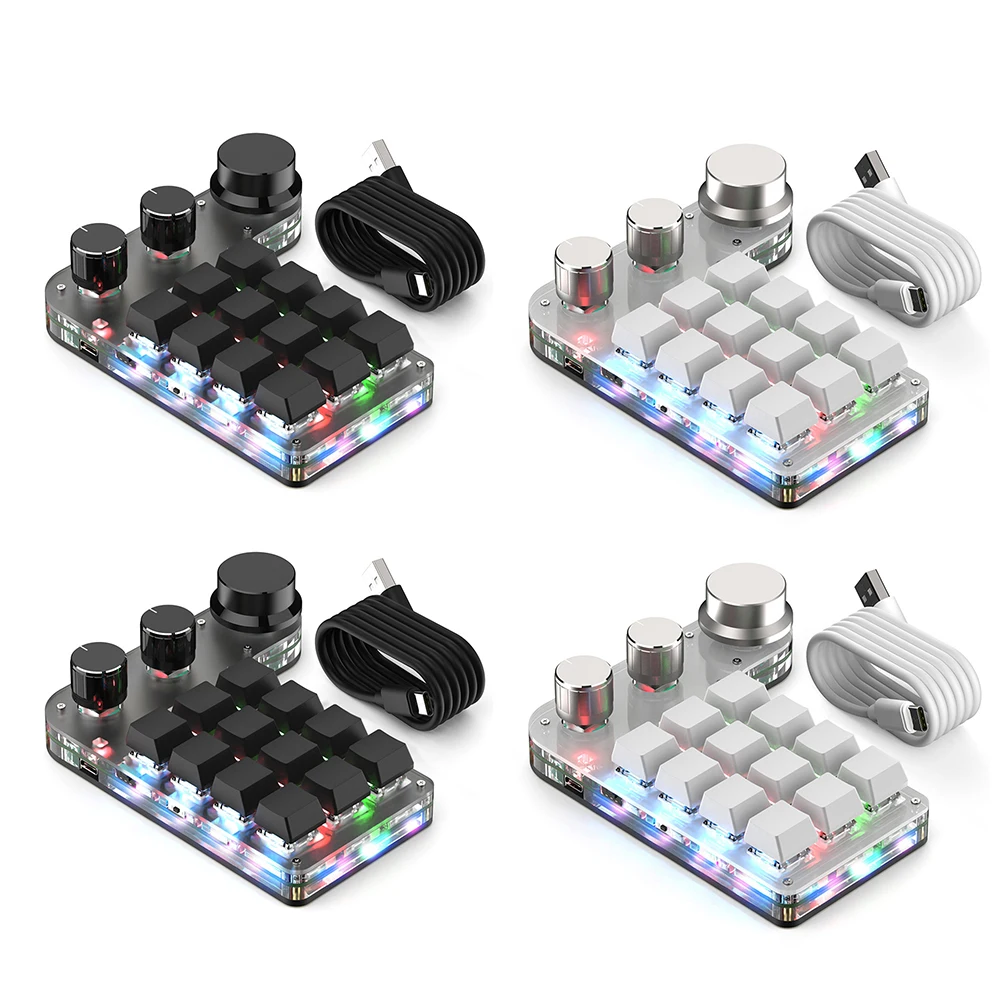 Keyboard mekanis RGB 12 tombol, papan ketik kustom DIY yang dapat diprogram 3 tombol Bluetooth/USB Hotswap untuk Macbook Laptop PC