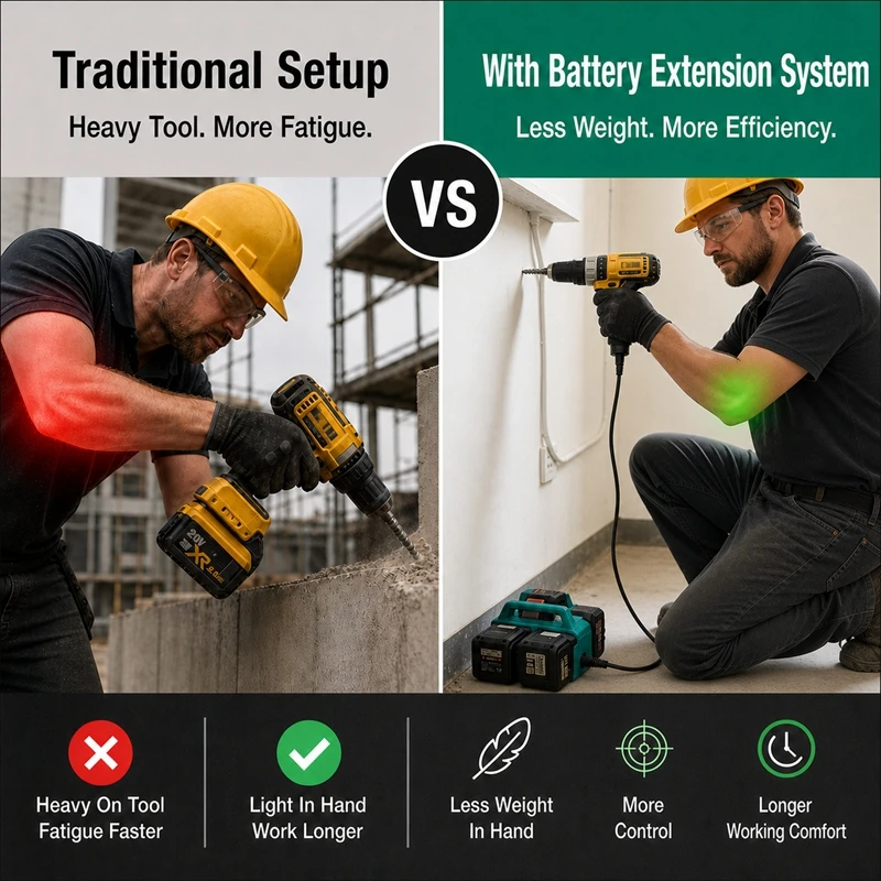 Adapter do akumulatorów Makita 18V, rozdzielacz zasilania z 4 gniazdami, kabel przedłużający o długości 1,45 m, reduktor wagi, kompatybilny z narzędziami Dewalt i Milwaukee.