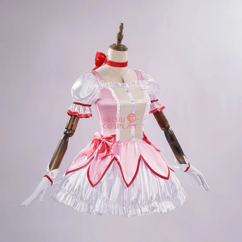 

CySBluuCosplay Kaname Madoka Косплей Костюм R Качество Модернизированный Атлас ‌ Ткань для Хэллоуина, розовое платье Magica Kaname, наряд
