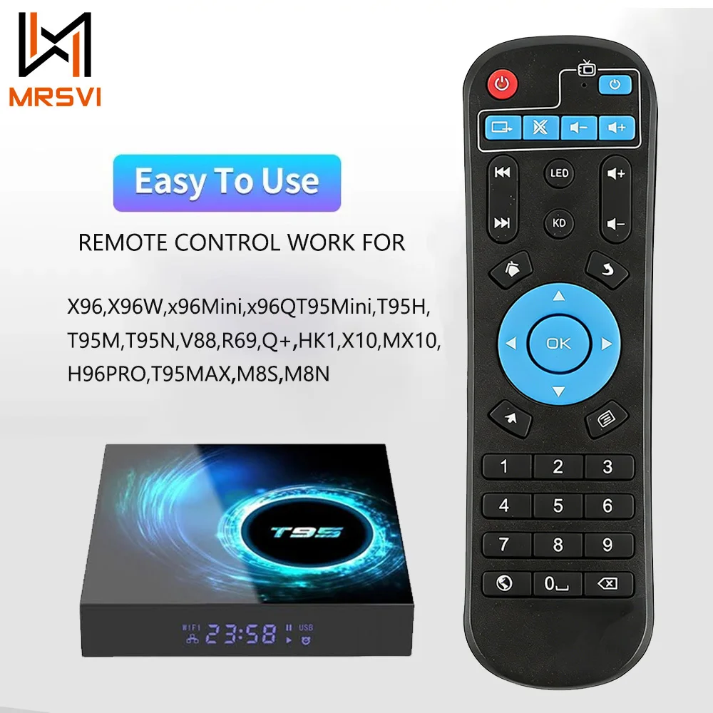 MRSVI Universal Remote Control with IR Learning for T95 S912 T95Z Q Plus H96 X96 MAX Replacement Smart Android TV Box