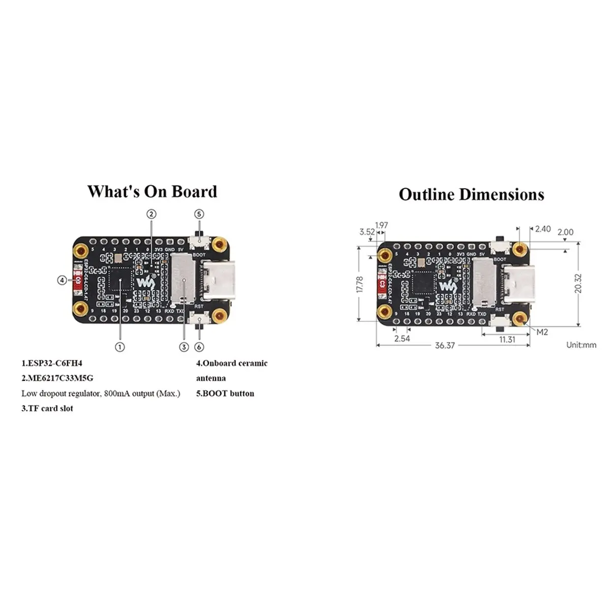 

(ABDH) ESP32 C6 Development Board 262K Color ST7789 1.47 Inch LCD Display Screen for Arduino WiFi6/BT Onborad SD-Port/RGB-LED