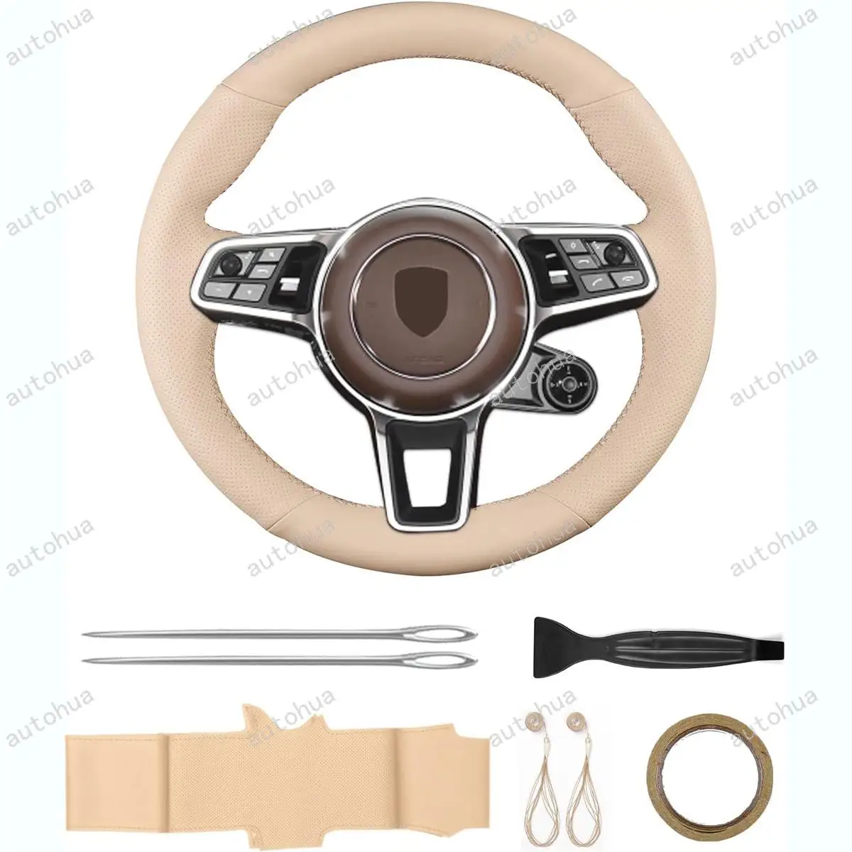 

Steering Wheel Cover for Porsche Macan Cayenne 2014-2016/ 2017 718 Boxster 718 Cayman 911/2016 Cayman GT4 / 2017-2020 Panamera