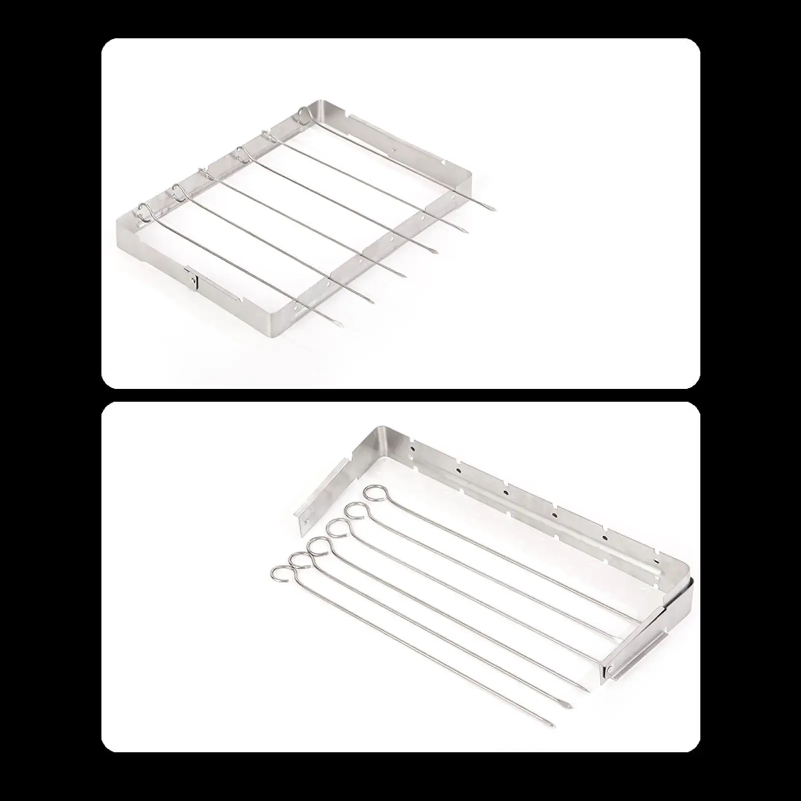 Heavy Duty Stainless Steel BBQ Grill Rack Foldable with Skewers for Camping Picnic Outdoor Roasting Rack Nonstick Shish Kabob
