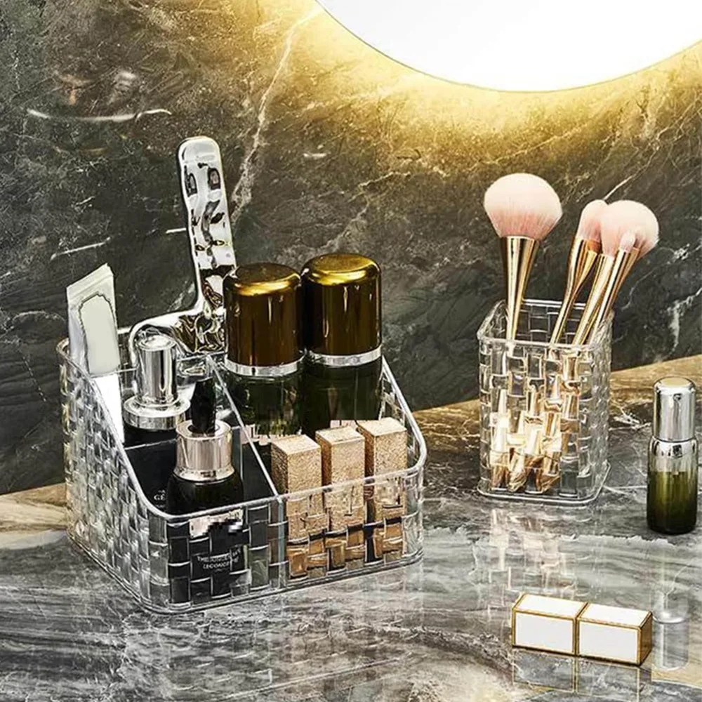 Прозрачный держатель для кистей для макияжа с бантом в стиле деко, водонепроницаемый держатель для карандашей, акриловый косметический органайзер большой емкости