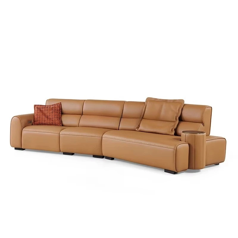 Dual-purpose Self-retractable Suitable for Modern Living Room, Modern Minimalist Electric Multifunctional Leather Sofa Bed Set