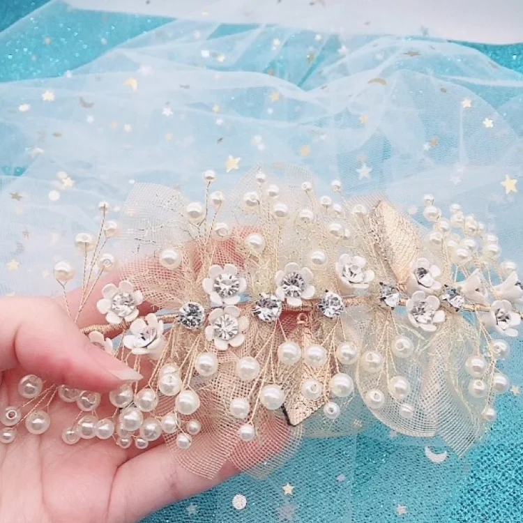 Champage Rhinestone Flower Bridal Prom Party Hair Clip For Girls Hairpin Hair Ornaments Jewelry Wedding Hair Accessories