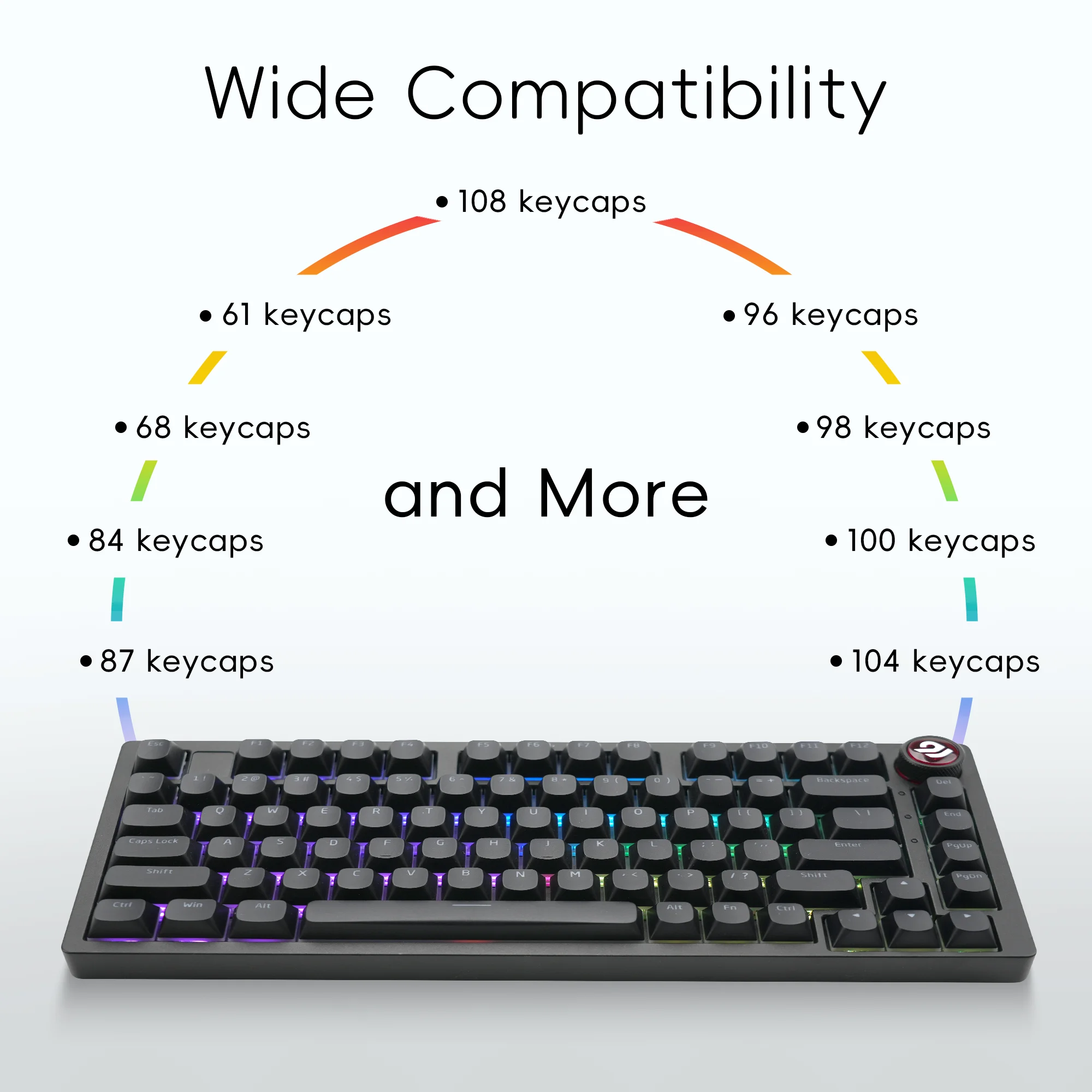 أغطية مفاتيح XVX Horizon Line Pudding تتألق من خلال مجموعة أغطية مفاتيح PBT للوحة المفاتيح الميكانيكية باللونين الأبيض والأسود 117 مفتاحًا أغطية المفاتيح