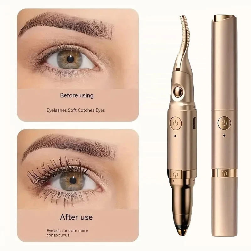 Heated Eyelash Curler and Electric Eyebrow Trimmer for Women USB Rechargeable Eye Lash Curler Eyelash Curling Shaping Tools