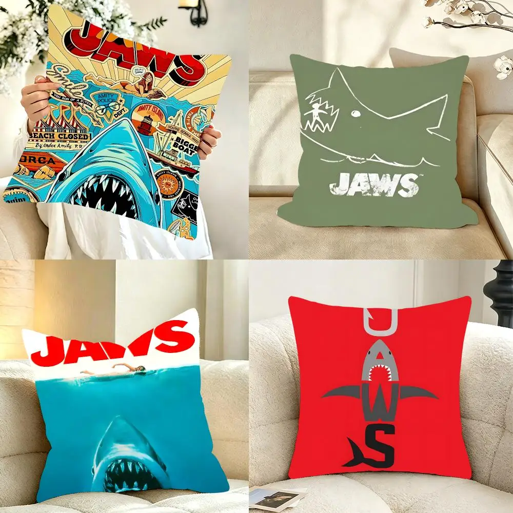Film Horror Jaws Cushion Cover Bedroom bed reading backrest cushion Festive plush holiday Soft plush throw
