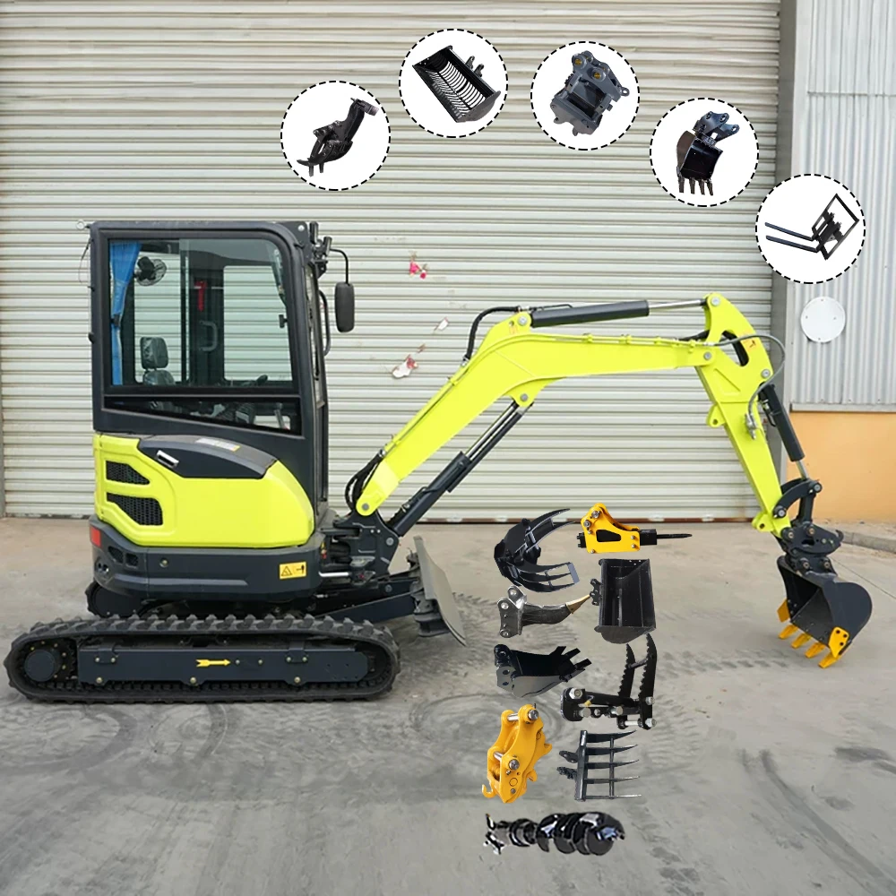 Euro 5 Diesel 2.5 Ton Mini Excavator Farm Hydraulic Zero Tail Micro Digger Landscaping Rubber Track Small Digger