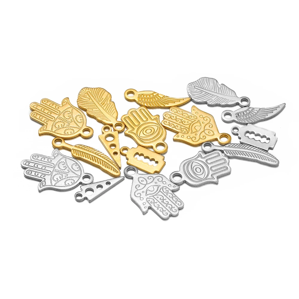 20Pcs Stainless Steel Wing Leaf Charms Gold Palm Pendants for DIY Crafts Necklace Bracelet Decorative Jewelry Making Wholesale - Detail 1
