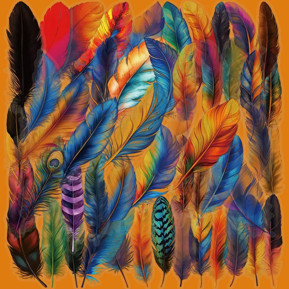 10/50Pcs Retro Colored Feather Graffiti Sticker PET Waterproof Decoration Laptop Scrapbook Stationery Helmet Children's Toy Gift