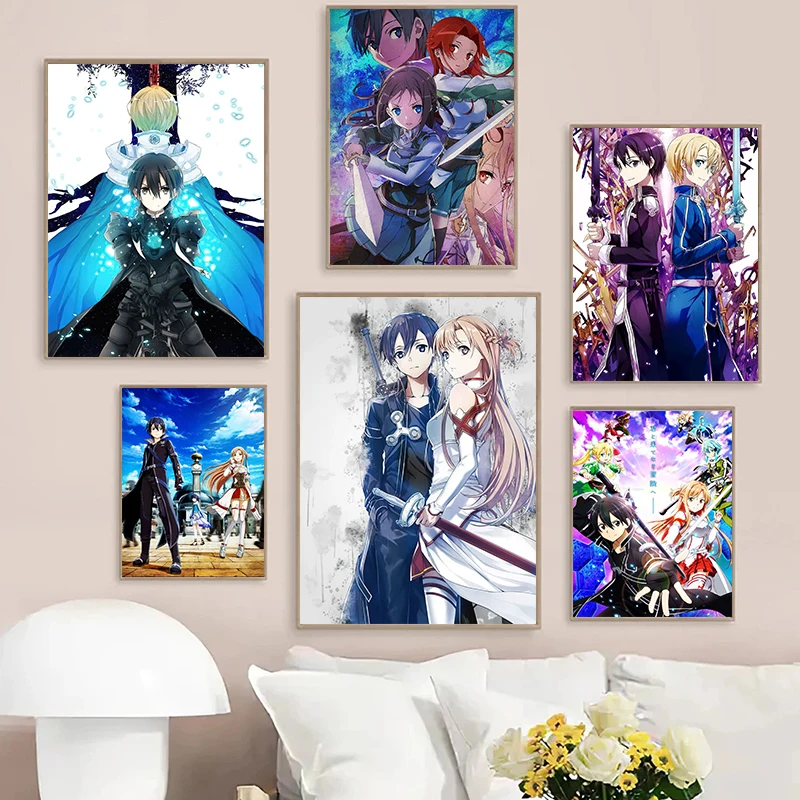 DIY Oil Painting By Numbers Sword Art Online Kirito Asuna Handpainted Art Wall Living Room Home Decor Kids Room Decoration Gift