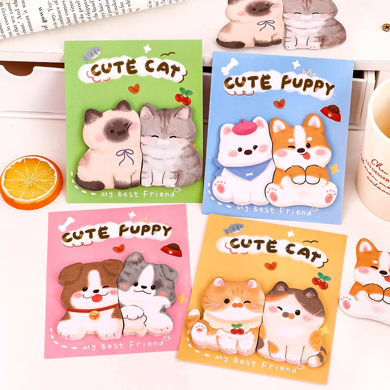 25Sheets Cute Happy Animal Memo Pads Simple Scrapbooking Sticker Supplies Post Sticky Notes Office Stationery