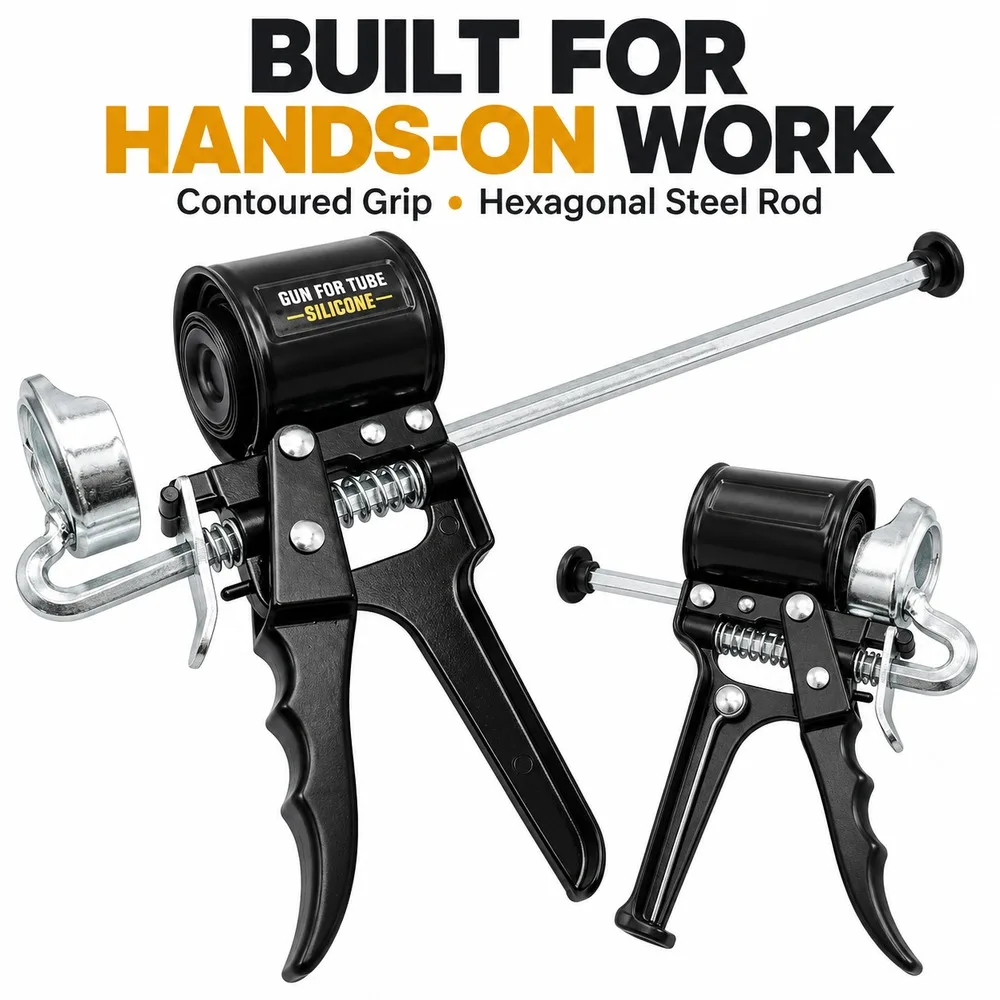 Compact Manual Sealant Gun Aluminum Alloy Body Spring Assisted Trigger for Tile Window Kitchen Bathroom Joint Caulking