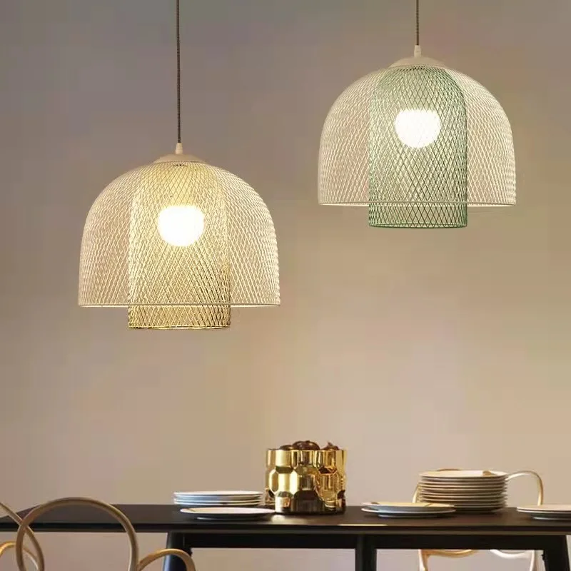 Imagem -05 - Nordic Designer Lustre Lustres para Sala de Jantar Sala Estar Decoração Luz Moderno e Minimalista Malha Ferro Pendurado Lâmpadas para Teto