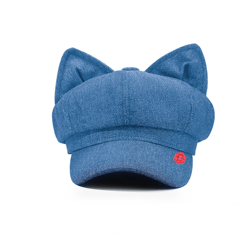 Crazy Mita Cosplay Game MiSide Cute Cat Ear Sweet Octagonal Hat Role-playing Blue Beret Women Halloween Creepy Party Cosplay Hat