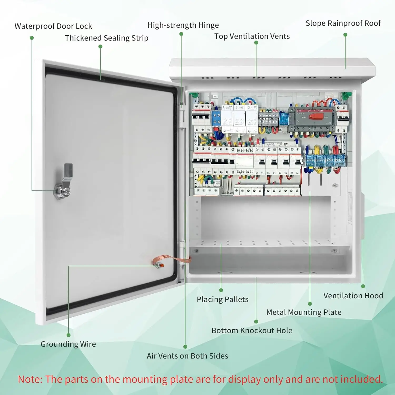 Outdoor Electrical Box with Cooling Fan 20'' x 16'' x 8'' Ventilation Design Electrical Enclosure Box IP65 Waterproof Electrical