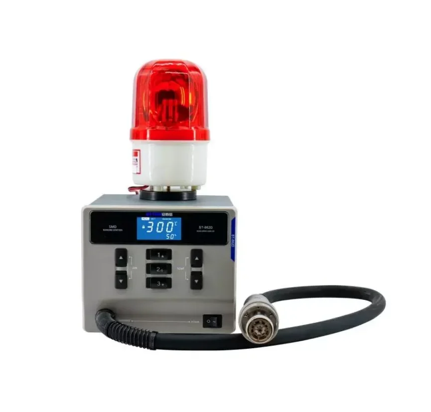ATTEN ST-862D-E Estación de Reparación de Pantalla Digital de Pistola de Aire Caliente con Temporización de Lámpara de Advertencia Sueño Automático para Chips PCB Reparación Desoldadora
