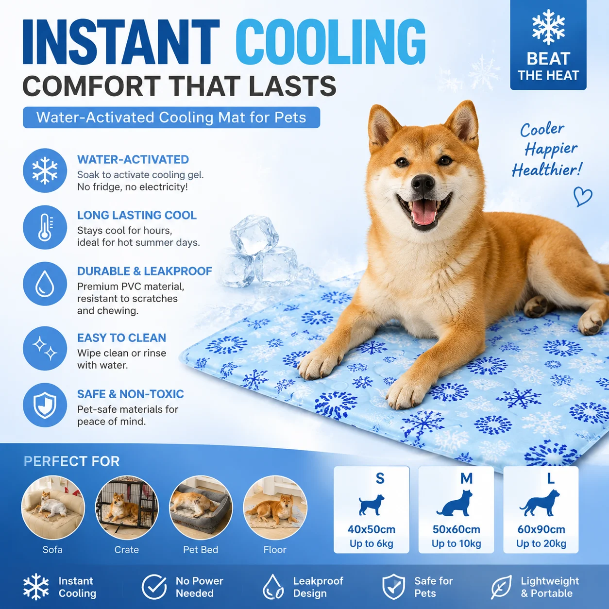 Pet Cooling Mat Water Injection Cool Pad for Dogs Cats Waterproof Wear Resistant Summer Cooling Cushion Pet Bed Accessories