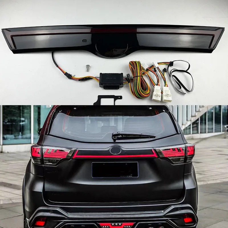 LED width taillight through truck lamp for Highlander new modification trunk streamer lamps for toyota Highlander 15-19