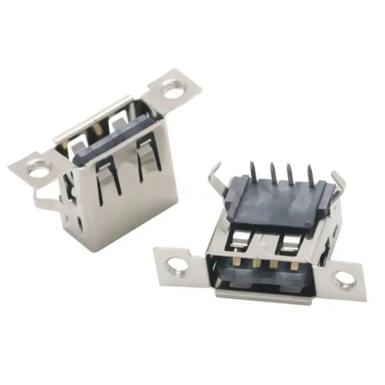 5PCS A Type Micro USB 2.0 4Pin Female Jack USB Port Dock Connector Tail Charging Socket With Screw Holes