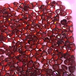 Wholesale 10pcs Natural Garnet Bead 6mm 7mm 8mm Faceted Hearts Semi-Precious Gemstone Cabochon Ring Face For Jewelry