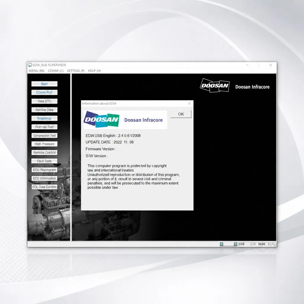 AutoEPC Doosan eDoctor Engine Diagnostic 2.4.0.7 (EDIA) 2023 Truck and Bus Software Package+keygen