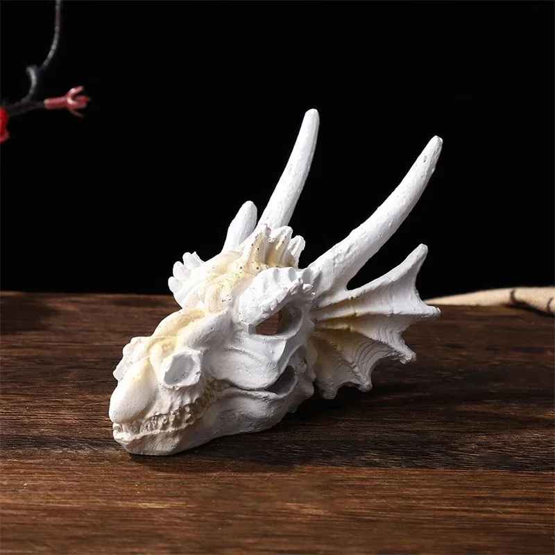 Realistic Dragon Bone Skull Resin Aquarium Ornament Fish Shrimp Tank Hideout Aquascape Decoration for Home Office Gothic
