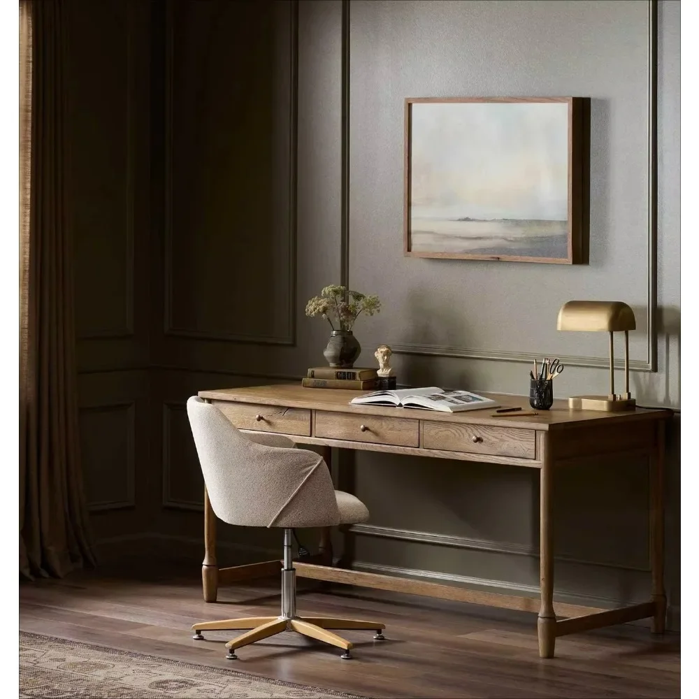 Modern high-quality solid wood oak retractable desk with drawers that can be used as a writing desk/computer desk