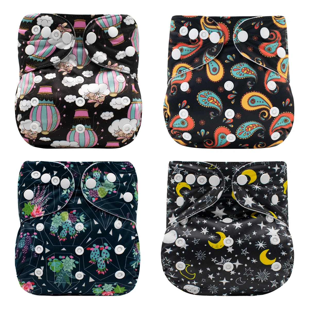 1PC New Desig Hot Sale OS Pocket Diaper Washable&Reusable Absorbent Ecological Diaper Cover Adjustable Baby Nappy Rocket Black