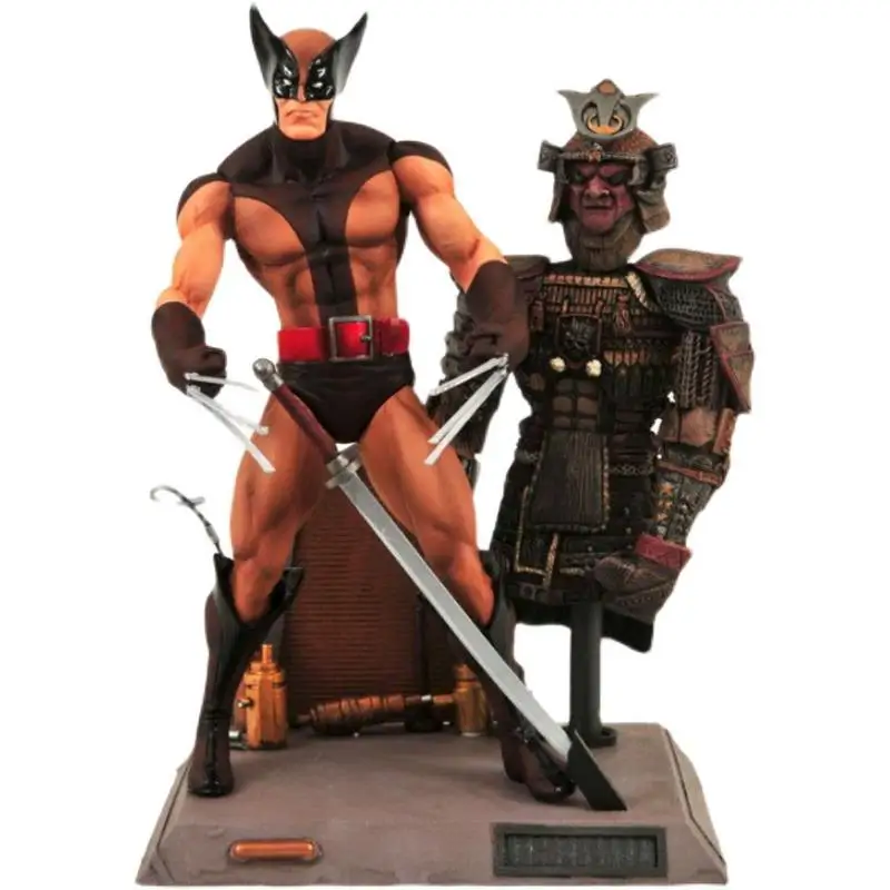 DTS Wolverine Action Figure Toys 7 Inch Brown Uniform Wolverine Logan Statue Model Doll with Samurai Armor Set Collectible Gifts