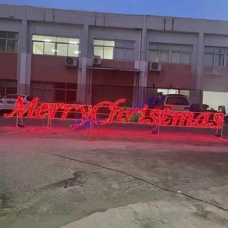 Giant Merry Christmas Lighting Letter Outdoor Red Emitting Light Sign Motif for Landscape Decorations IP65 Rated