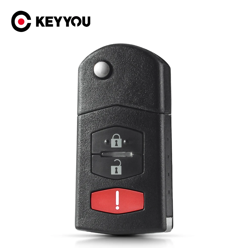 KEYYOU Replacement Remote Folding Flip Key Shell Case For Mazda 3 5 6 CX5 CX7 CX9 RX8