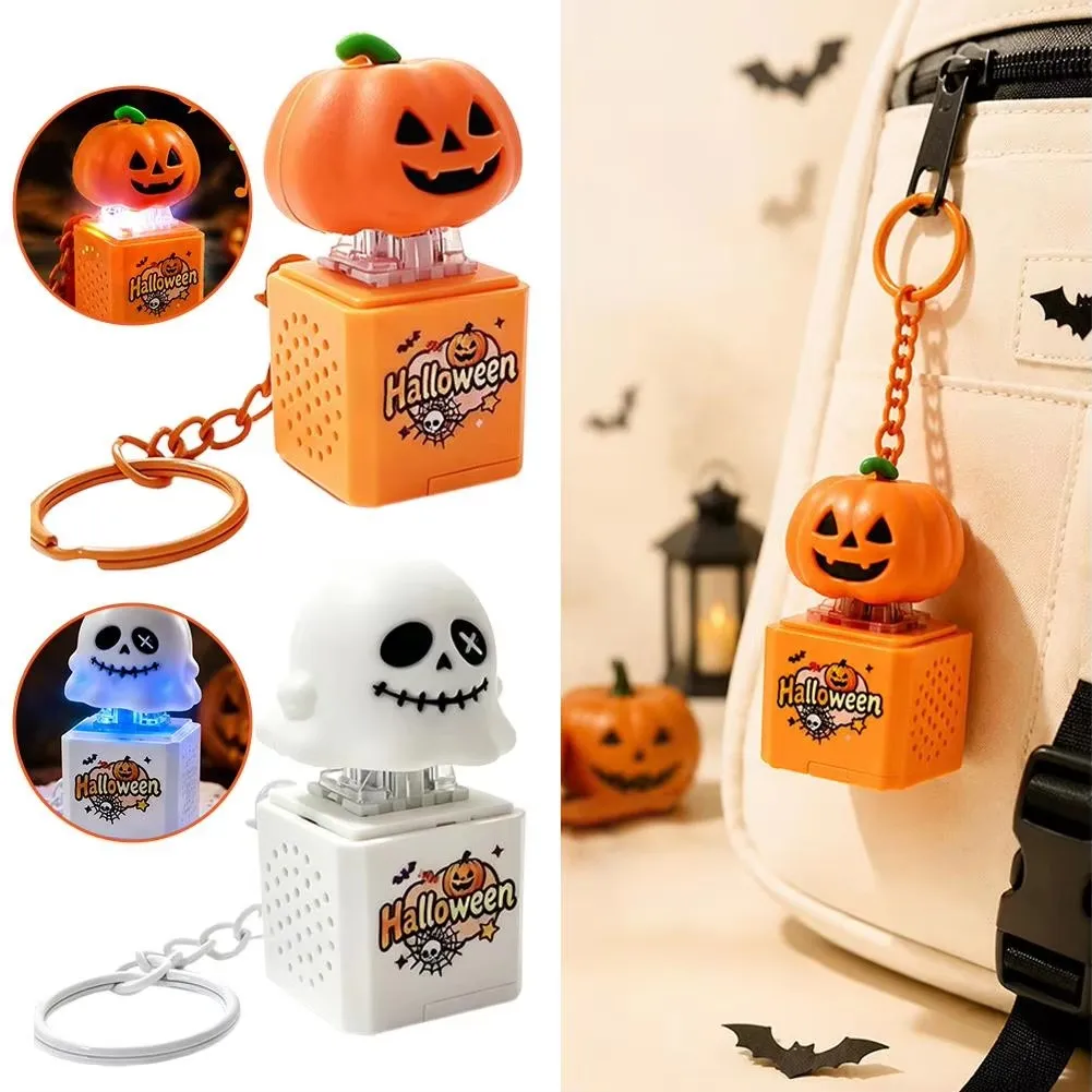 2pcs Halloween Pumpkin Glowing Keychain Keyboard Stress Relief Fidget Button Keycap Fidget Clicker Keyboard Keychain Pendant