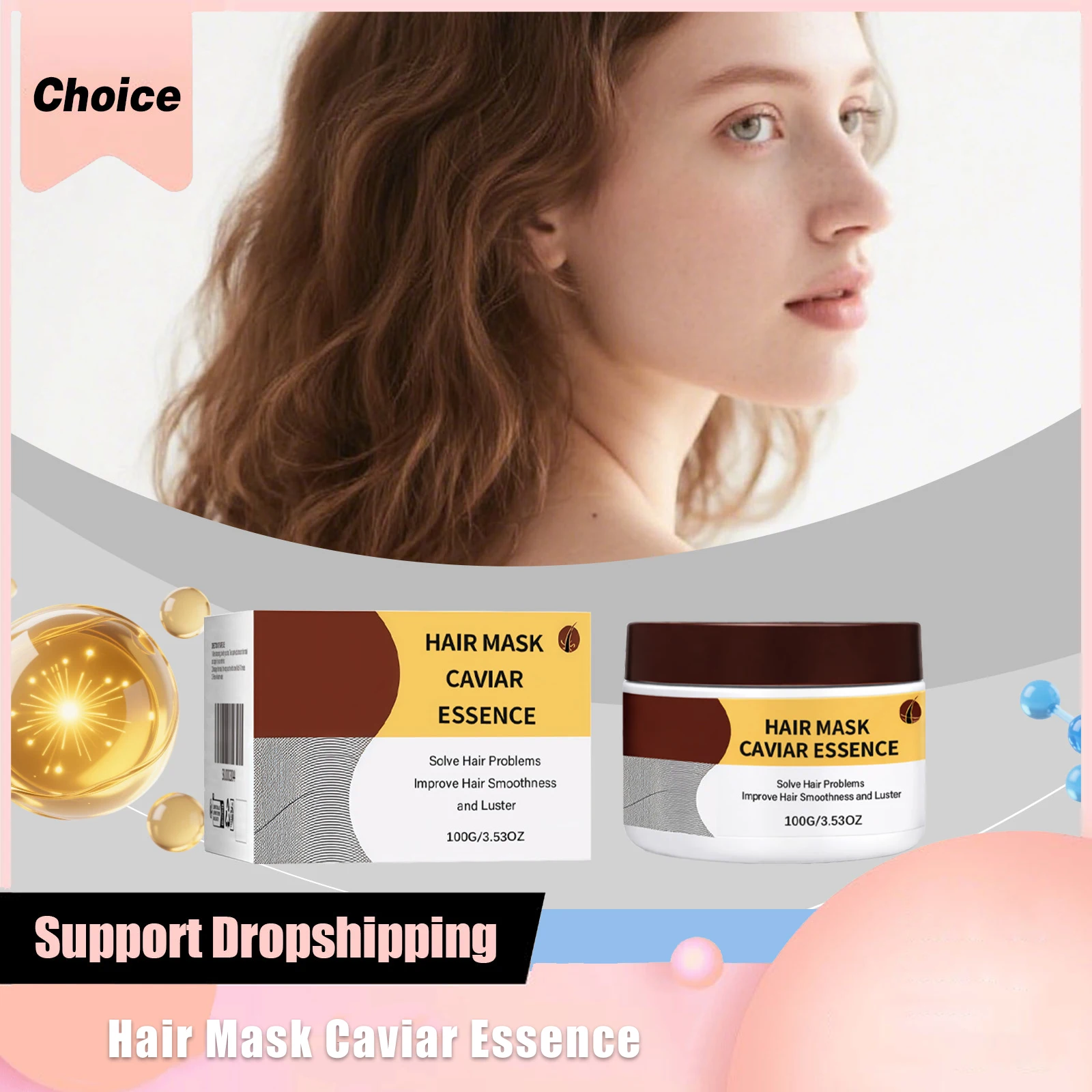 

Caviar Hair Mask Essences Collagen Vitamin E Moisturizes Improves Smoothness Elasticity Alleviates Dryness Nourishing Hairs Care