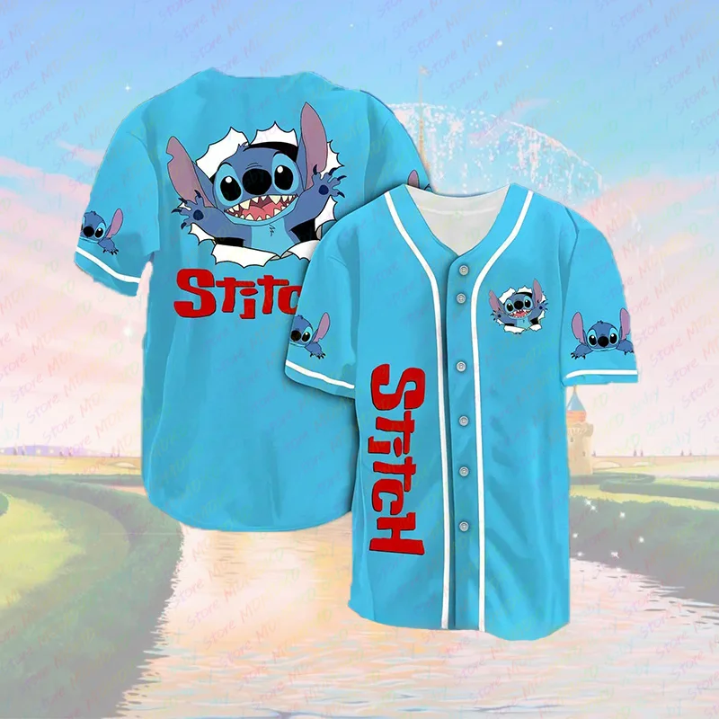 

2025 New Arrivals Disney Cartoon Stitch Baseball Jerseys Classics Casual Sportswear Kid Adult Tees Special Edition Birthday Gift