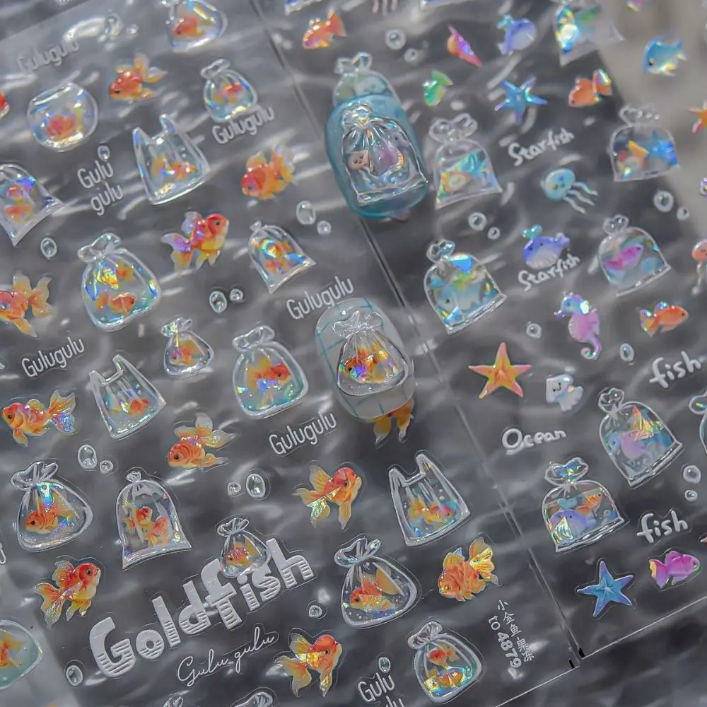 Cute Starfish 3D Relief Ocean Fish Nail Stickers Adhesive DIY Nail Art Sticker Nail Art Decals Gifts