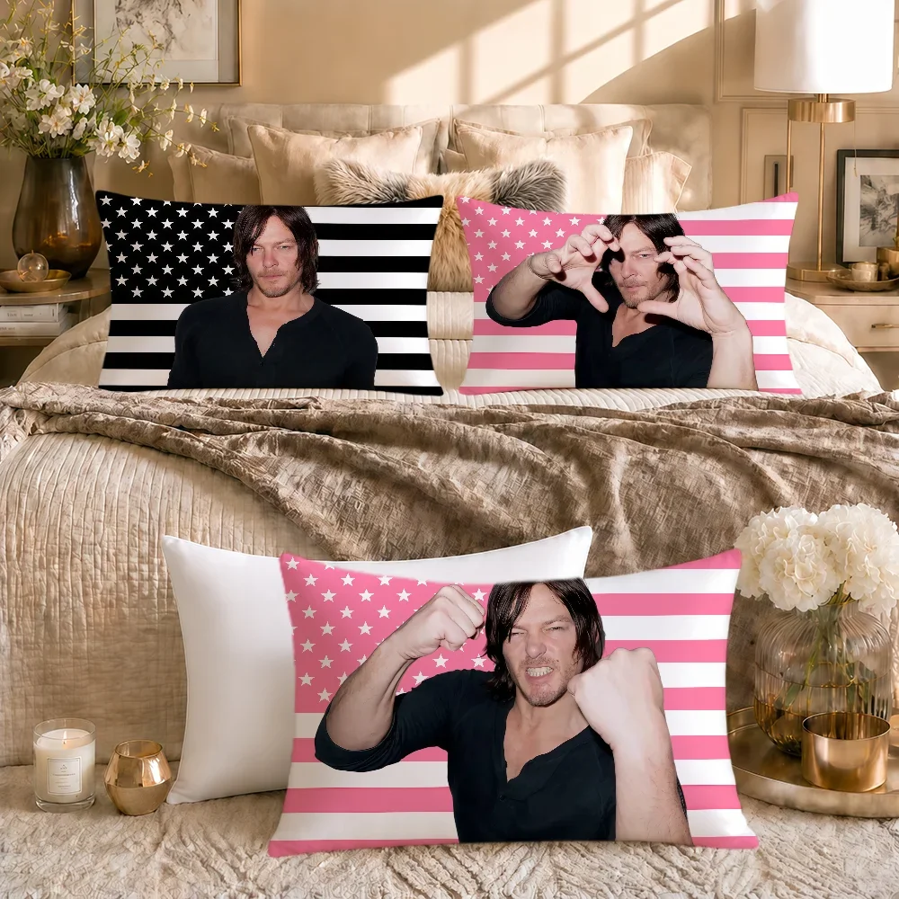Actor N-Norman Reedus Cool Fun Cushion Cover Soft Rectangle Home Sofa Living Room Decor Dorm Bedside Hogar Pillowcase Gift