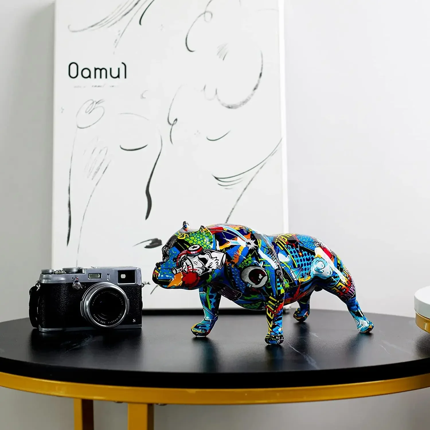 Decorations Colorful Painted Simulation Art Shar Pit Bull Animal Ornaments Resin Frosted Resin Crafts  Room TV Cabinet Desktop