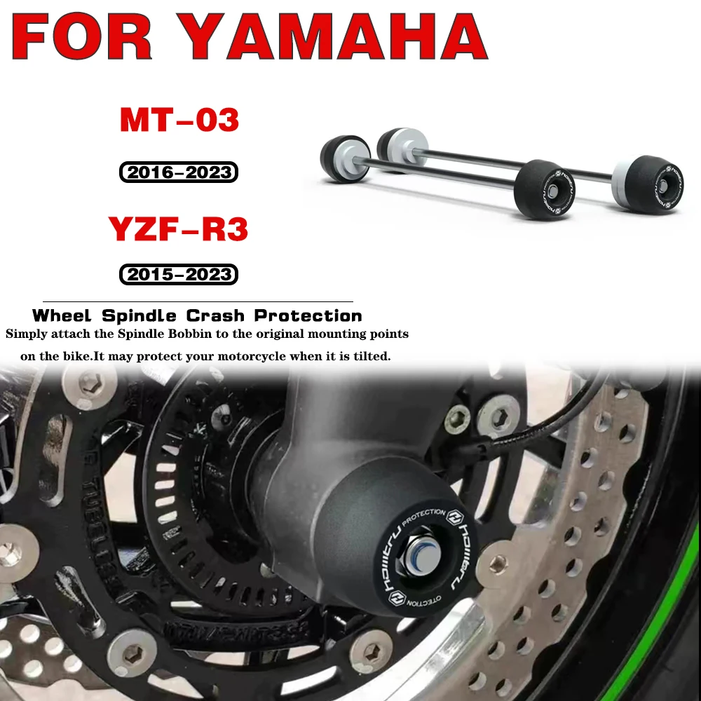 

For YAMAHA MT-03 2016 2017 2018 2019 2020 2021 2022 2023 YZF-R3 2015-2023 Front Rear Wheel Spindle Crash Protection