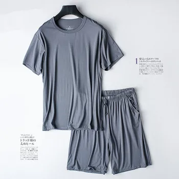 Casual modal pijamas de verão dos homens solto manga curta shorts sleepwear masculino casa roupas outwear esportes conjunto pijamas hombre