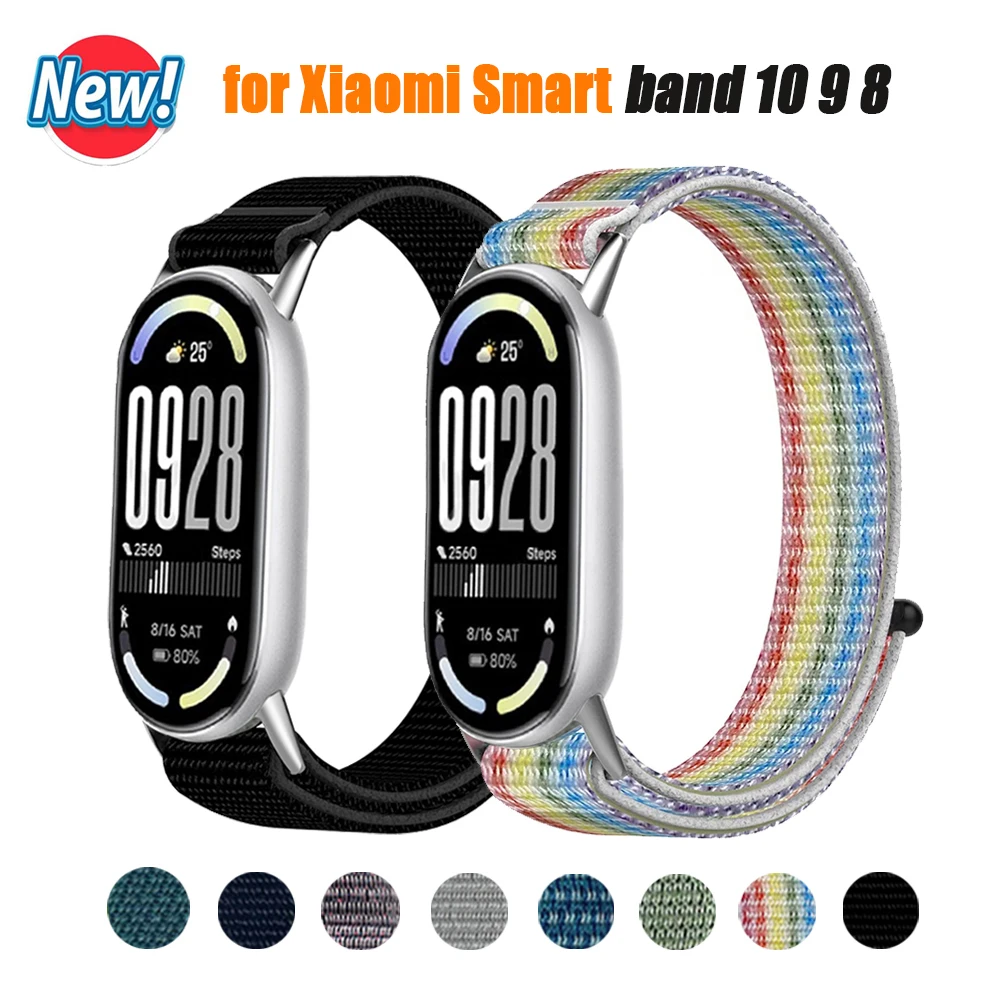 Nylon Strap for Xiaomi Mi Band 10 9 8 Bracelet NFC Wristbands Correa for Xiaomi Smart Band 8 9 10 Sport Strap Accessories