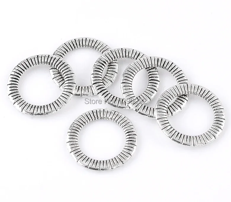 300Pcs Antique Silver Tone Circle Hoops Rings Connectors Round Pendants Charm Jewelry Findings 24mm Dia.(1
